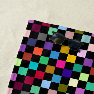 Soft Colorful Checkered Pattern Design Beach Towel