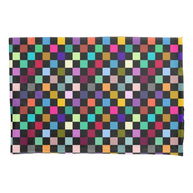 Soft Colorful Checkered Pattern Design Pillow Case (Front)