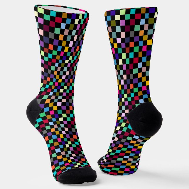 Soft Colorful Checkered Pattern Design Socks (Angled)