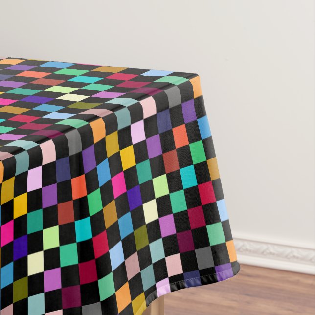 Soft Colorful Checkered Pattern Design Tablecloth (In Situ)