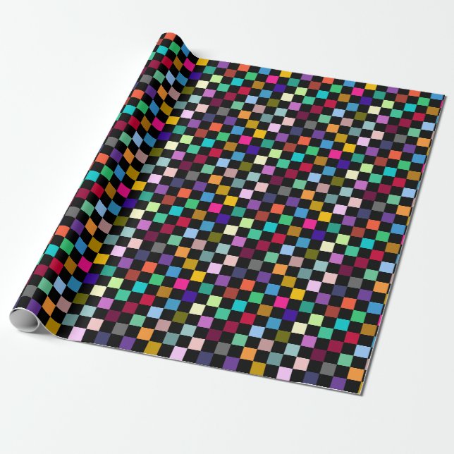 Soft Colorful Checkered Pattern Design Wrapping Paper (Unrolled)