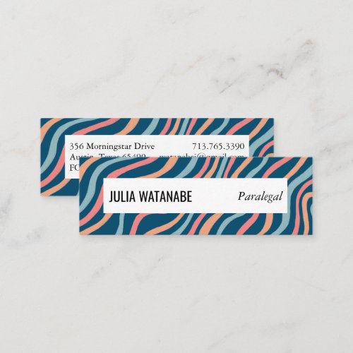 Soft Colorful Handmade Stripes w Social Icons  Mini Business Card