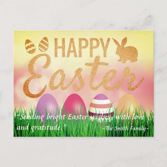 Soft Colorful Happy Easter with Eggs Personalized Postcard (Front)
