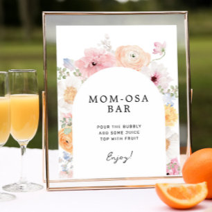 Soft Colorful Pastel Floral Arch Momosa Bar Sign