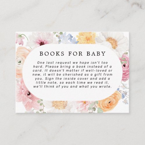 Soft Colorful Pastel Floral Frame Books For Baby Enclosure Card