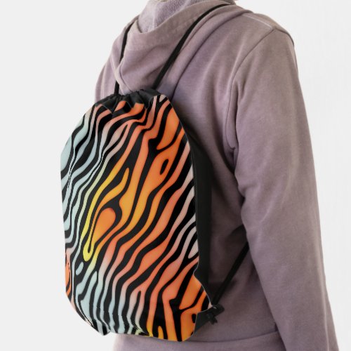 Soft Colorful Pastel Zebra Stripes Drawstring Bag
