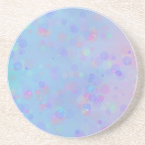 Soft Colorful Polka Dots on Blue Background  Coaster