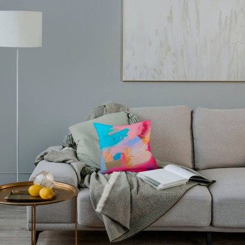 Soft colors abstract impasto brushstrokes throw pillow