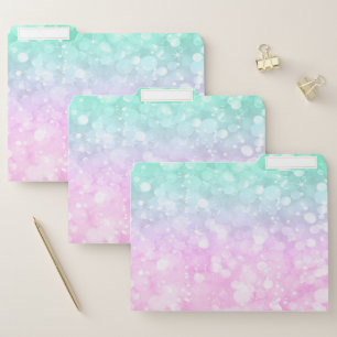 Soft colors bokeh glitter & sparkles file folder