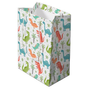 Soft Colors Dinosaurs Palm Trees Kids Medium Gift Bag