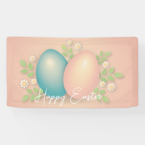 Soft colors easter egg and spring daisy flowers  banner