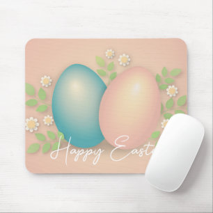 Soft colors easter egg and spring daisy flowers  mouse pad