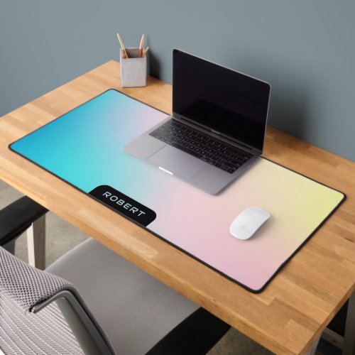 Soft colors gradient iridescent background desk mat