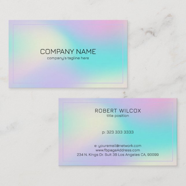 Soft colors holographic background  2 business card (Front/Back)