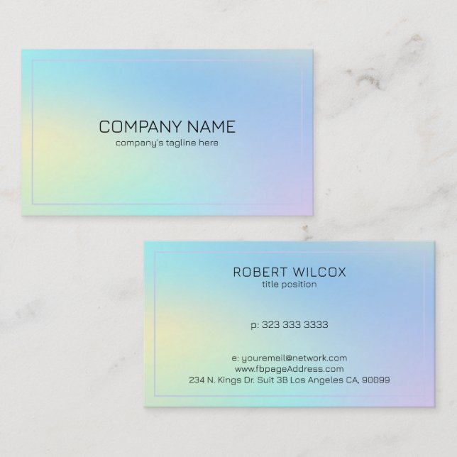 Soft colors holographic background business card (Front/Back)