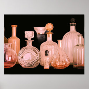 Soft Colors On Retro Perfume Bottles On a Wall Poster