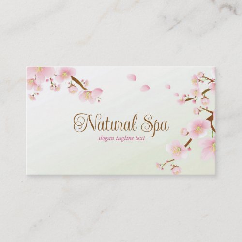 Soft Colors Pink Cherry Blossom Natural Spa Business Card