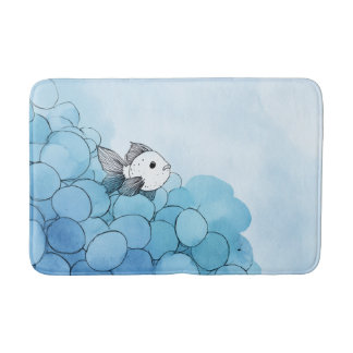 Soft colors. Sweet fish. Happy feet. Bath Mat