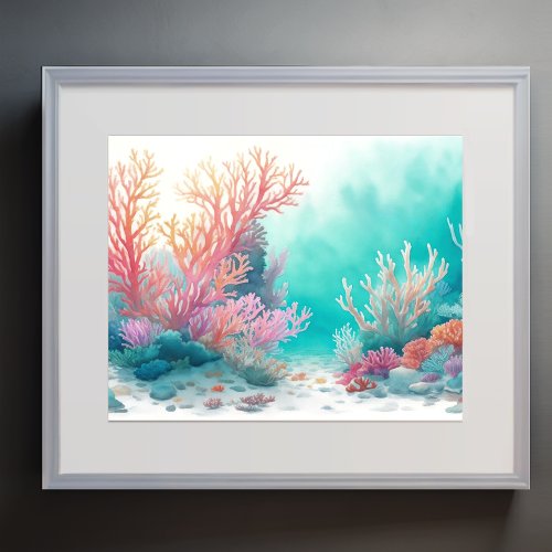 Soft Colors Underwater Coral Reef 54 Poster