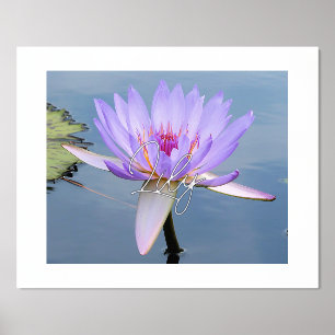 Soft Colors Water Lily Foil Text Print Poster