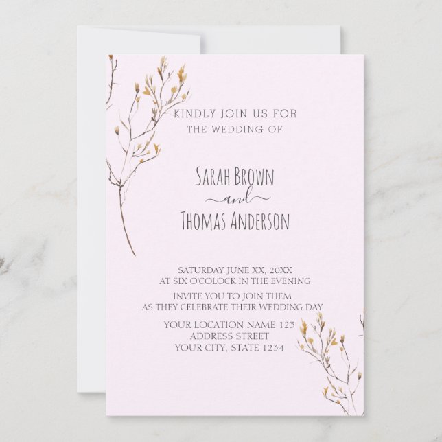 Soft Colors Wildflower Burnt Orange & Baby Pink Invitation (Front)