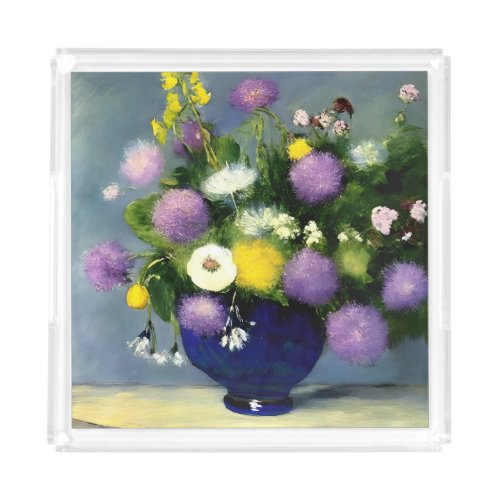Soft Colour Flower Vase Print Acrylic Tray