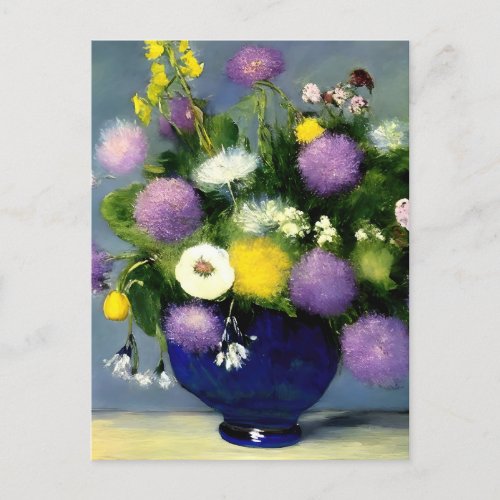 Soft Colour Flower Vase Print Postcard