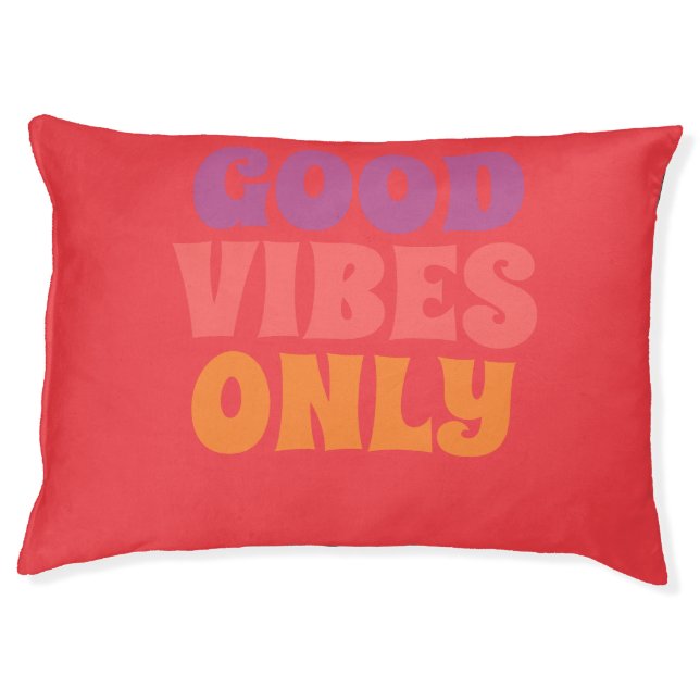 Soft comfort. Happy dogs. Good vibes only.” Pet Bed (Front)