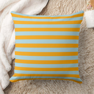 Soft & Comfy Orange and Light Blue Stripes Throw Pillow
