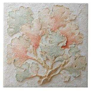 Soft Coral and Sand Coastal Sea Branch Ceramic Tile