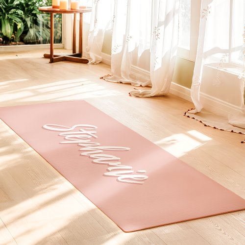 Soft Coral Custom Name Simple Yoga Mat