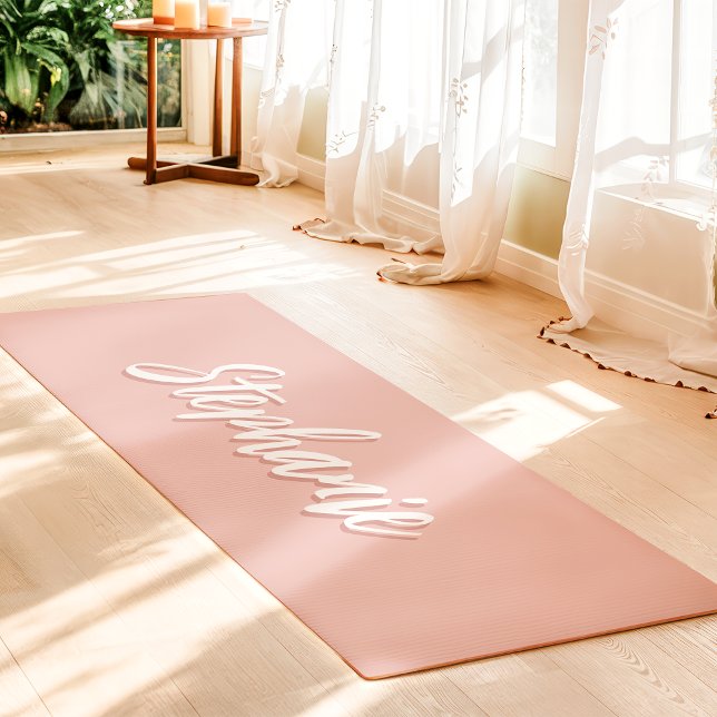 Soft Coral Custom Name Simple Yoga Mat (Creator Uploaded)