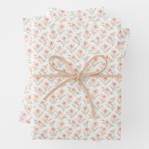 Soft Coral Daffodil Floral Wrapping Paper