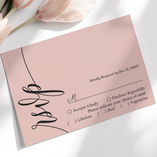 Soft Coral Elegant Calligraphy Wedding RSVP Card