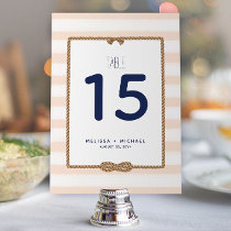 Soft Coral Nautical Knot Table Number (5x7)
