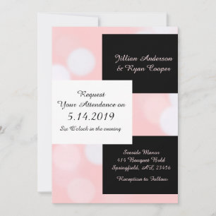 Soft Coral Pink and Black Elegant Wedding Invitation