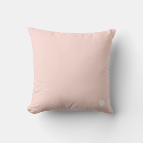 Soft Coral Pink Pastel Solid Color With Heart Throw Pillow