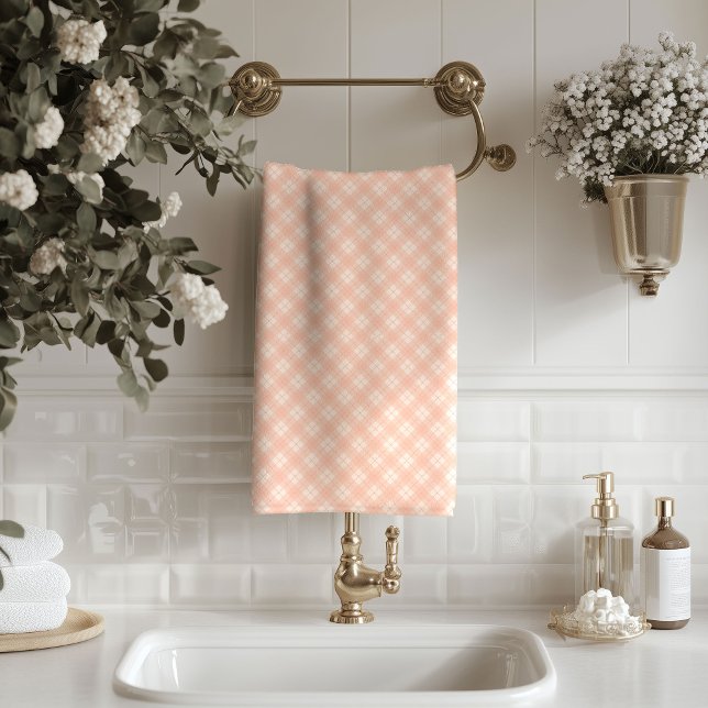 Soft Coral Plaid Towels Elegant Bath Essentials (Soft Coral Plaid Towels Elegant Bath Essentials)