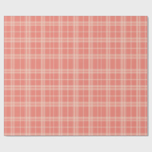 Soft Coral Plaid Wrapping Paper