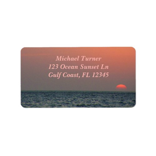 Soft Coral Sunset Peaceful Ocean Florida Gulf Label