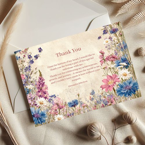 Soft Cottagecore Floral Sweet Sixteen Thank You Card