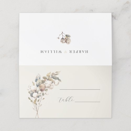 Soft cotton beige wedding place card