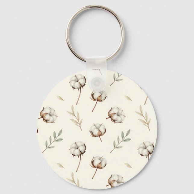 Soft Cotton Blossom Botanical Pattern Keychain (Front)