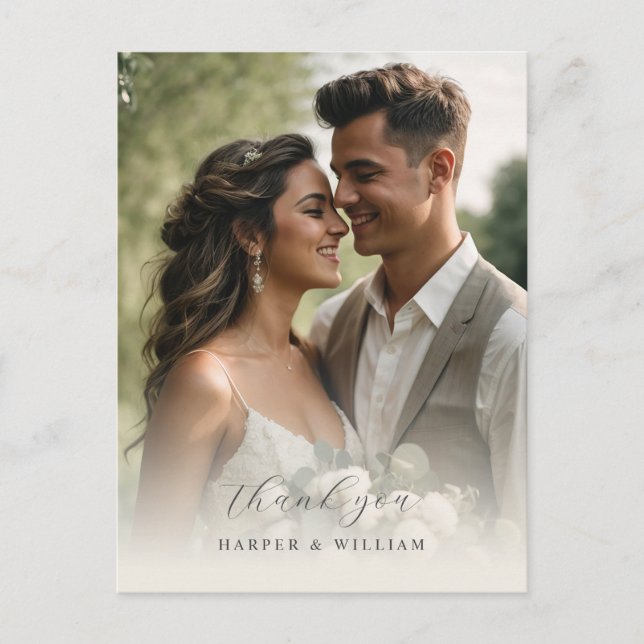 Soft cotton thank you photo wedding Postcard (Front)