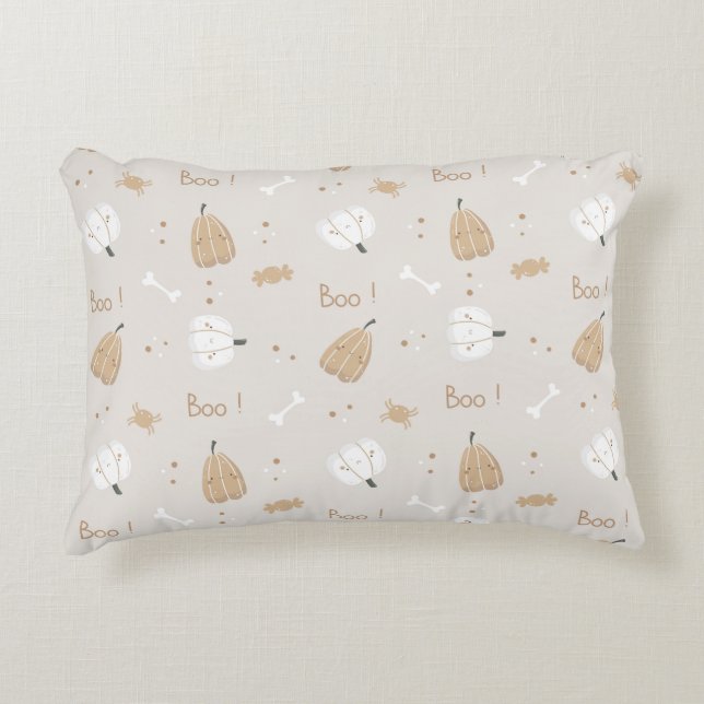 Soft Cozy Halloween Pattern Accent Pillow (Front)