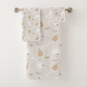 Soft Cozy Halloween Pattern Bath Towel Set