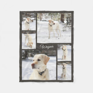 Soft cozy pet photo collage black fleece blanket