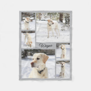 Soft cozy pet photo collage gray fleece blanket