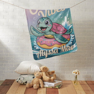 Soft & Cozy Sea Turtle Ocean Vibes Customizable Baby Blanket