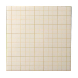 Soft Cream Checkered Pattern Retro Minimalist Ceramic Tile